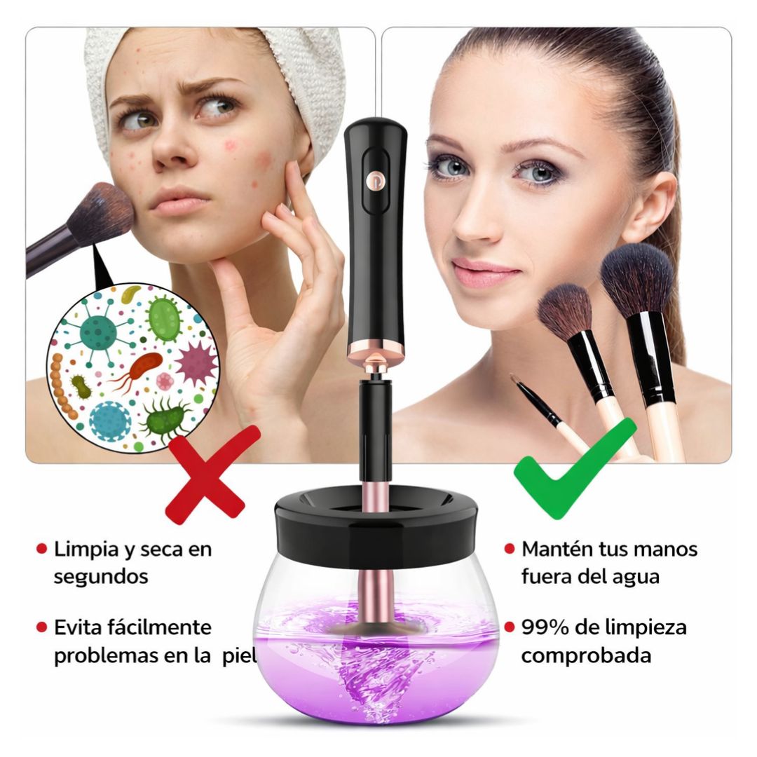 Limpiador eléctrico de brochas de maquillaje con secado rápido 2 en 1