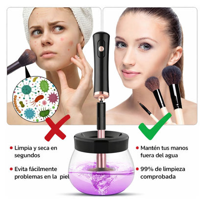 Limpiador eléctrico de brochas de maquillaje con secado rápido 2 en 1