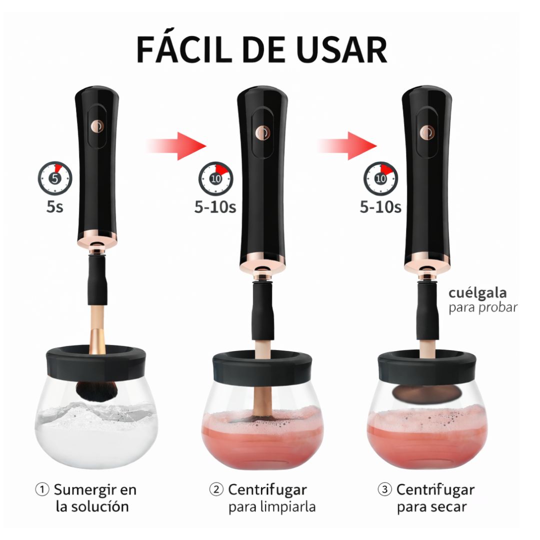 Limpiador eléctrico de brochas de maquillaje con secado rápido 2 en 1