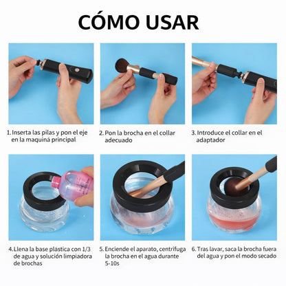Limpiador eléctrico de brochas de maquillaje con secado rápido 2 en 1